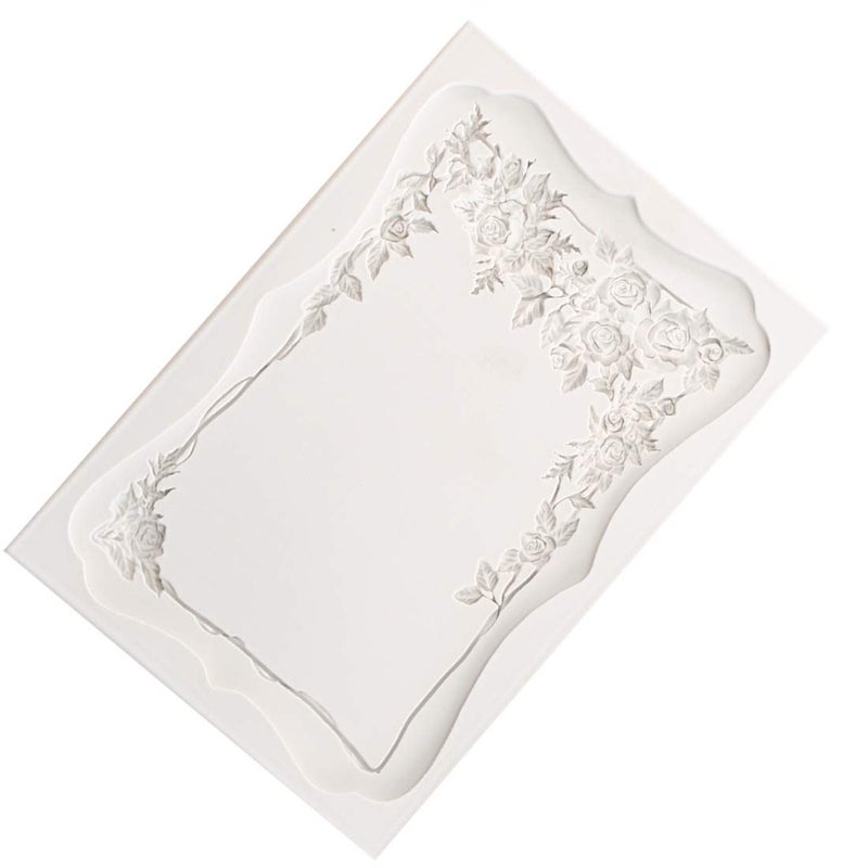 HiParty Rectangle European Queen Rose Frame Silicone Fondant Mould Cake Decorating Tool Chocolate Gum Paste Molds Sugarcraft DIY Baroque Scroll Cake Border Brim Decor Mold Fondant Cake Bakeware Baking - Image 2